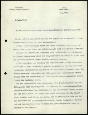 G. Karo an G. Rodenwaldt