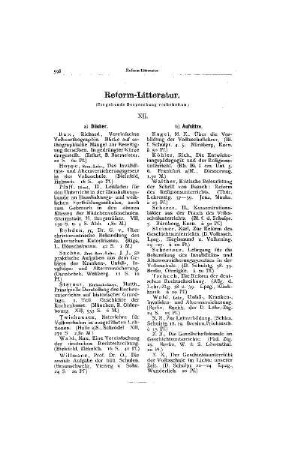Reform-Litteratur : XII.
