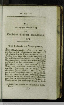 Von der jetzigen Verfassung des Churfürstlich Sächsischen Oberhofgerichts zu Leipzig