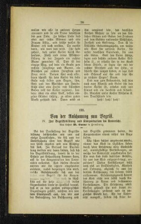 Von der Anschauung zum Begriff : IV. Zur Begriffsbildung und Konzentration im Unterricht