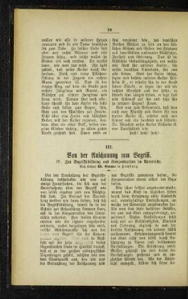 Von der Anschauung zum Begriff : IV. Zur Begriffsbildung und Konzentration im Unterricht
