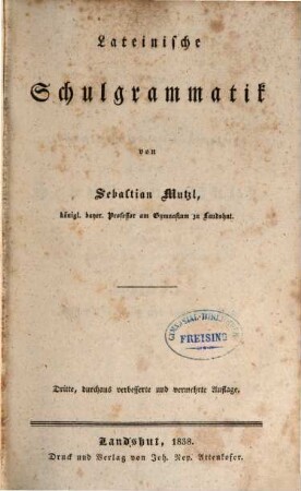 Lateinische Schulgrammatik