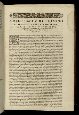 Amplissimo Viro Domino Nicolao De Langes [...]
