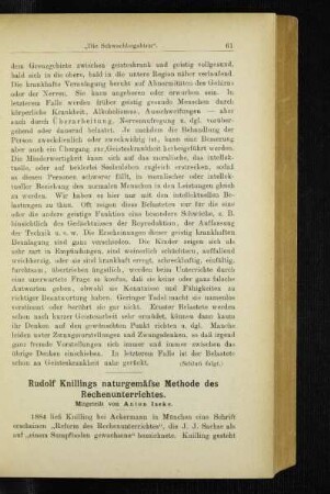 Rudolf Knillings naturgemäße Methode des Rechenunterrichtes