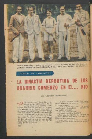 La dinastía deportiva de los Obarrio comenzo en el ... río