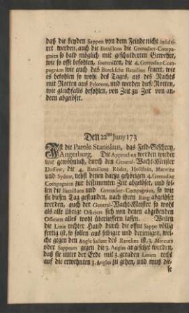 Den 22ten Juny 173