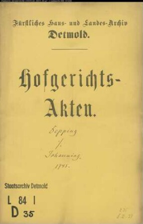 Depping, Anna Katharina zu Hohenhausen gegen Anna Ilsabein Johanning - Schuldforderung