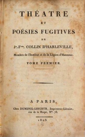 Théàtre et poèsies fugitives, 1