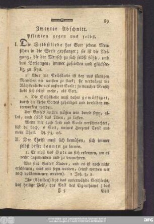 Zweyter Abschnitt. Pflichten gegen uns selbst.