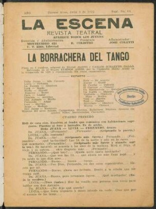 La borrachera del tango : pieza en 3 cuadros
