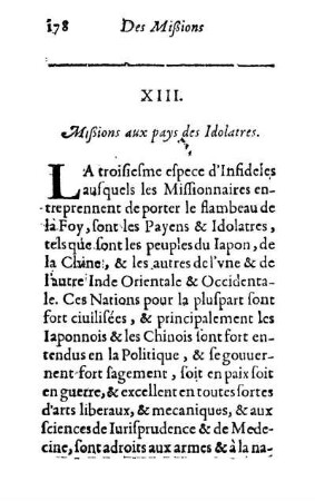 XIII. Mißions aux pays des Idolatres