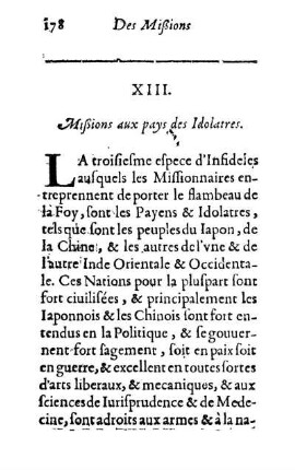 XIII. Mißions aux pays des Idolatres
