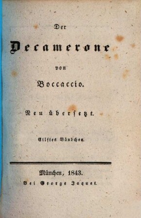 Der Decamerone von Boccaccio : Neu übersetzt, 11