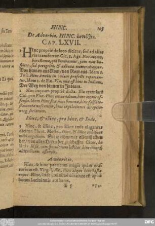 De Adverbio, Hinc. [...] Cap. LXVII.