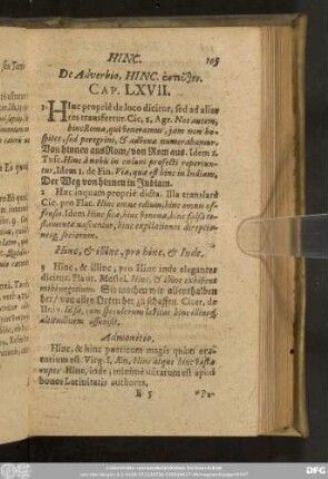 De Adverbio, Hinc. [...] Cap. LXVII.