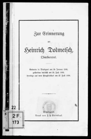 Zur Erinnerung an Heinrich Dolmetsch