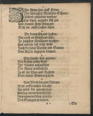 Zwo Arten hier auff Erden Der schwachen Menschen-Schaar/ ...