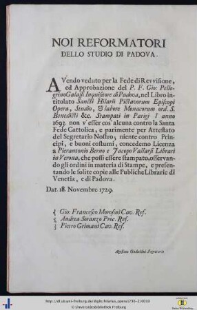 Noi Reformatori Dello Studio Di Padova.