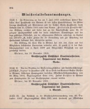 115. Ministerialbekanntmachung, betreffend Wechsel in den Mitgliedern des Gesellenausschusses der Handwerkskammer