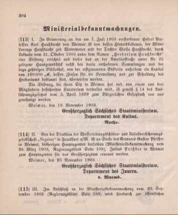 115. Ministerialbekanntmachung, betreffend Wechsel in den Mitgliedern des Gesellenausschusses der Handwerkskammer