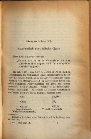Sitzungsberichte der Bayerischen Akademie der Wissenschaften zu München, Mathematisch-Physikalische Klasse. 5, 5. 1875