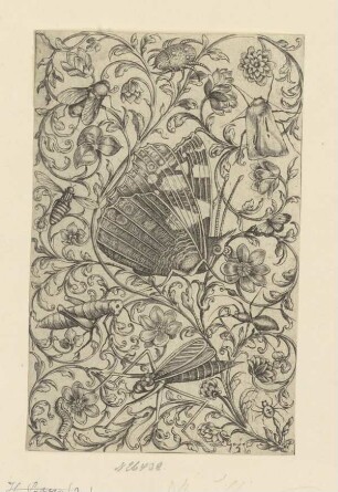 Florales Ornament mit Faltern