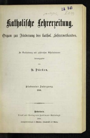 7: Katholische Lehrerzeitung - 7.1896