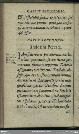Caput Secundum. Unde sint Peccata