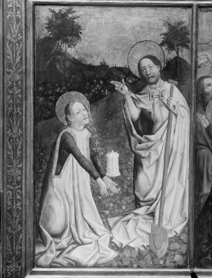 Barbara-Altar — Passionsszenen — Grablegung, Auferstehung, Noli me tangere und Himmelfahrt Christi — No li me tangere