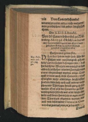 Der XXIIII. Artickel. Von der Concordihandel zu Wittenberg ...