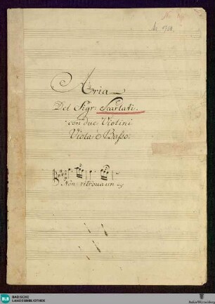 Adriano in Siria. Excerpts - Don Mus.Ms. 1728 : S, strings
