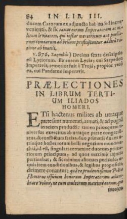 Praelectiones In Librum Tertium Iliados Homeri.