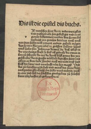 Dis ist die epistel dis buchs.