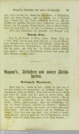 Ragout's, Frikasseen und andere Fleischspeisen