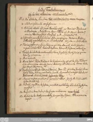 Index Tractatuum, qui in hoc volumine continentur.