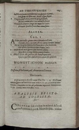 Analysis Epistolæ Ad Colossenses.