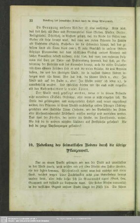 10. Bedeckung des heimatlichen Bodens durch die übrige Pflanzenwelt