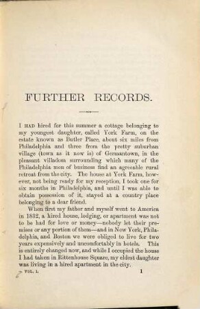 Further records : 1848 - 1883 ; a series of letters, forming a sequel to "Record of a girlhood" and "Records of later life", 1