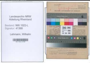 Entnazifizierung Wilhelm Lehmann , geb. 16.01.1893 (Sekretaer)