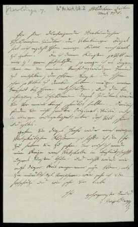 Brief von Franz Cölestin von Beroldingen an Rudolf Erich Raspe
