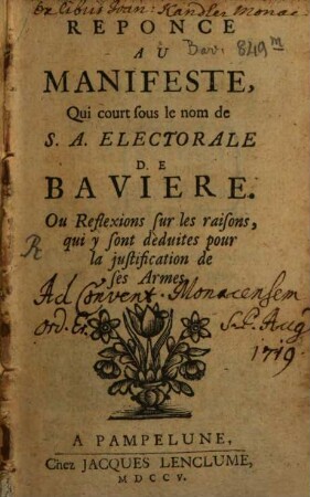 Réponce au manifeste, qui court sous le nom de S.A. electorale de Bavière