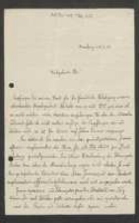 Brief von Georg Fischer an Unbekannt