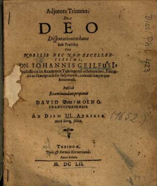 Adjutore Trinuno: De Deo