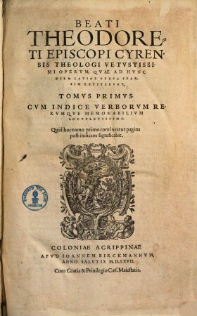 Opera, quae ad hunc diem Latine versa sparsim extiterunt, 1