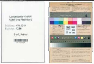 Entnazifizierung Arthur Stoff , geb. 25.07.1902 (Kaufmann)