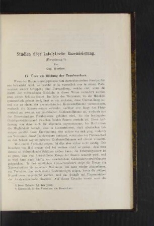 Studien über katalytische Razemisierung.