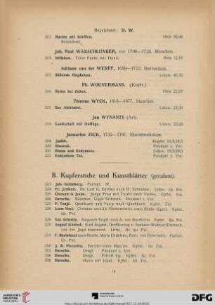 B. Kupferstiche und Kunstblätter (Nr. 323-337)