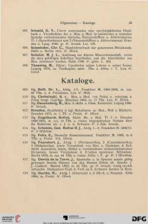 Kataloge (Nr. 609-622)
