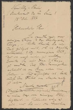 Brief an B. Schott's Söhne : 15.10.1887