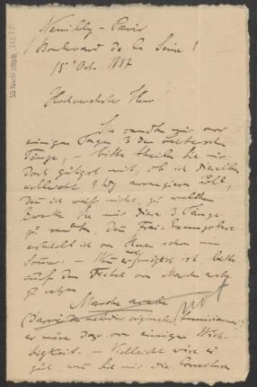 Brief an B. Schott's Söhne : 15.10.1887
